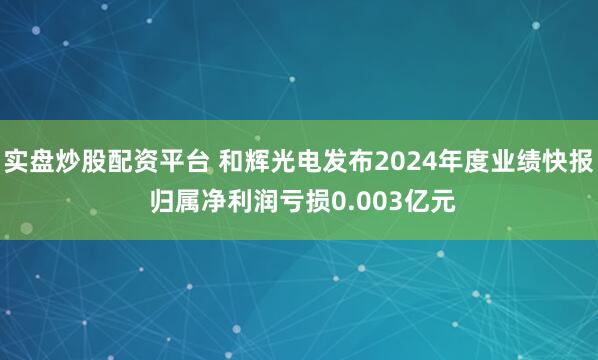 实盘炒股配资平台 和辉光电发布2024年度业绩快报 归属净利润亏损0.003亿元