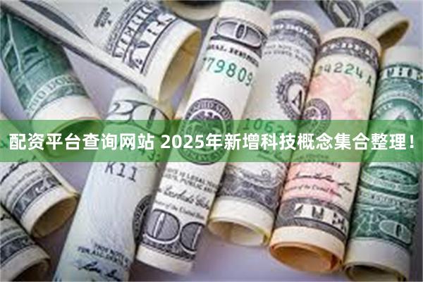 配资平台查询网站 2025年新增科技概念集合整理！